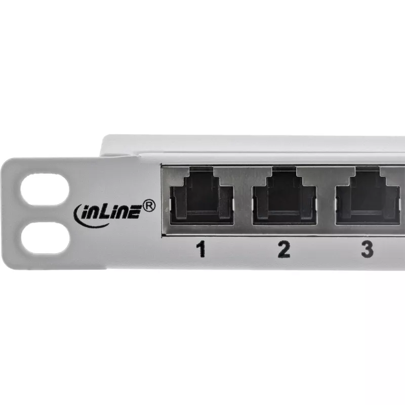 InLine 10-calowy panel krosowy Cat.6A 0,5U z 12 portami, z zabezpieczeniem przed kurzem, szary
