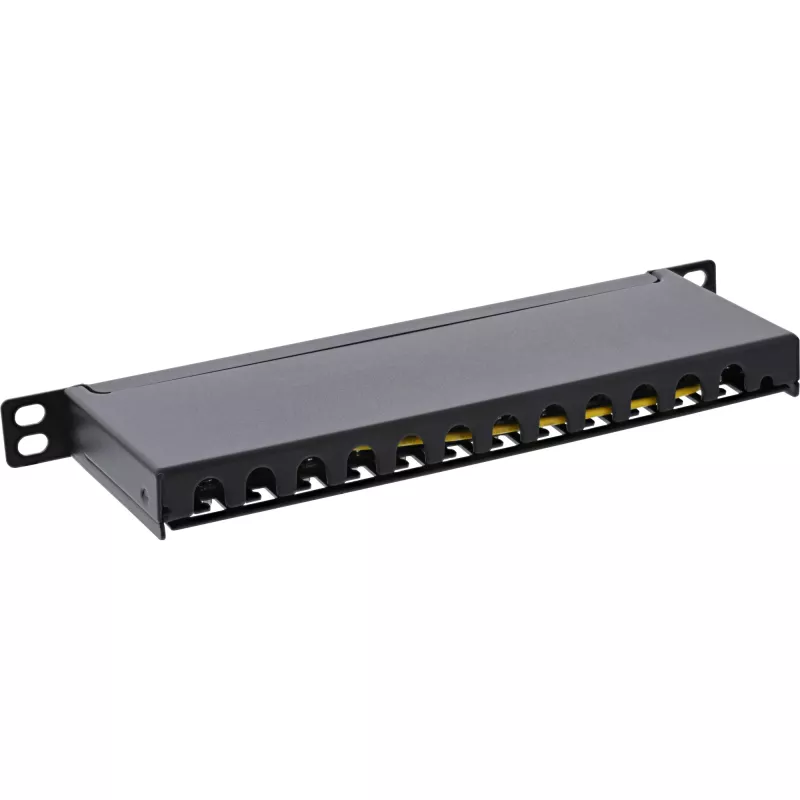 InLine Patch panel 10 cali Cat.6A 0.5U 12-portowy czarny RAL9005