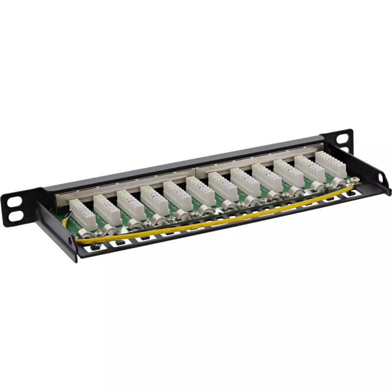 InLine Patch panel 10 cali Cat.6A 0.5U 12-portowy czarny RAL9005