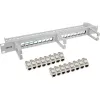 InLine Patch panel Cat.6A 16-portowy, z 3 uchwytami, 16 keystone, 19 cali, 1U, szary