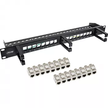 InLine Patch panel Cat.6A 16-portowy 19 cali 1U Czarny
