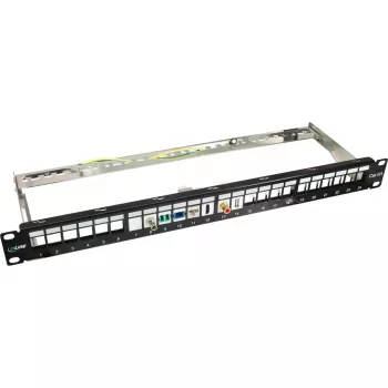 Panel krosowy Blank Patch Panel InLine 76824A 19 cali Kat.6A 24 porty 1U jasnoszary