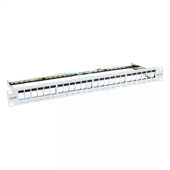 Panel krosowy Blank Patch Panel InLine 76824A 19 cali Kat.6A 24 porty 1U jasnoszary