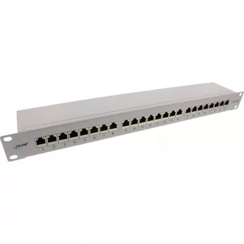 InLine Patch Panel 19 cali Cat.6A 24 Port 1U jasnoszary RAL7035