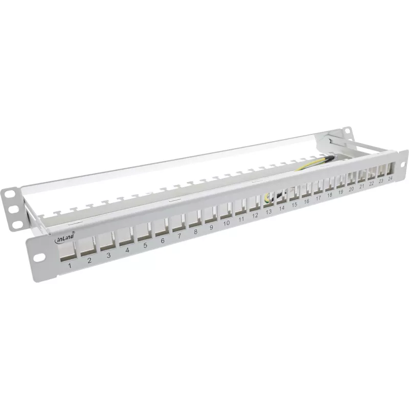 InLine Blank Patch Panel wysuwany 19 cali 24 porty 1U jasnoszary