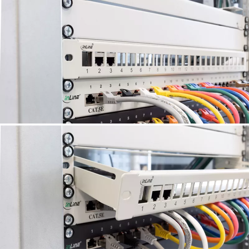 InLine Blank Patch Panel wysuwany 19 cali 24 porty 1U jasnoszary