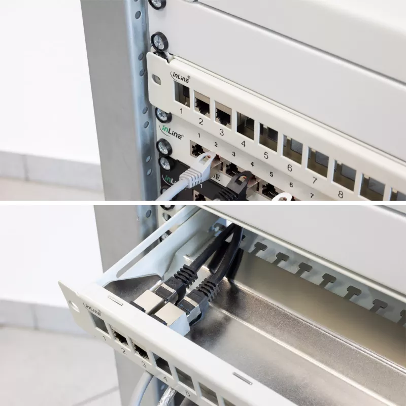 InLine Blank Patch Panel wysuwany 19 cali 24 porty 1U jasnoszary
