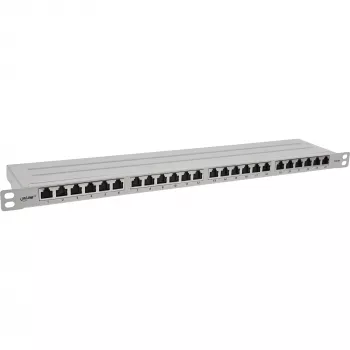 InLine 19-calowy patch panel Cat.6A 0.5U 24-portowy, z osłoną przeciwpyłową, szary