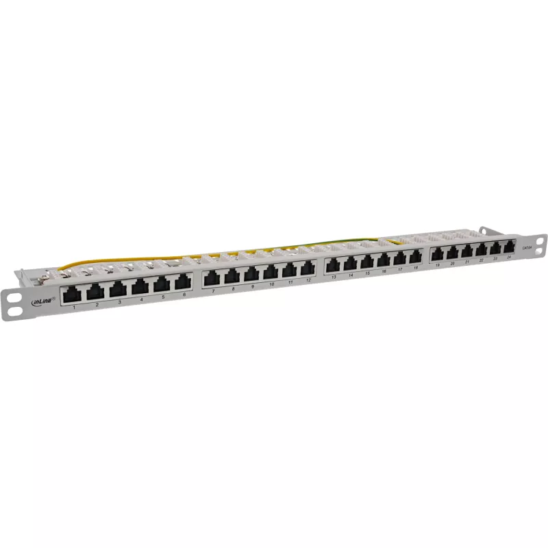 InLine 19-calowy patch panel Cat.6A 0.5U 24-portowy, z osłoną przeciwpyłową, szary