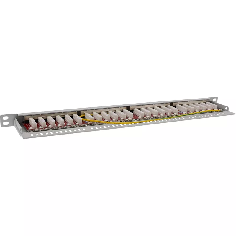 InLine 19-calowy patch panel Cat.6A 0.5U 24-portowy, z osłoną przeciwpyłową, szary