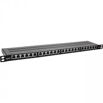 19-calowy panel krosowy InLine Cat.6A 0,5 U 24-portowy, z osłoną przeciwkurzową, czarny