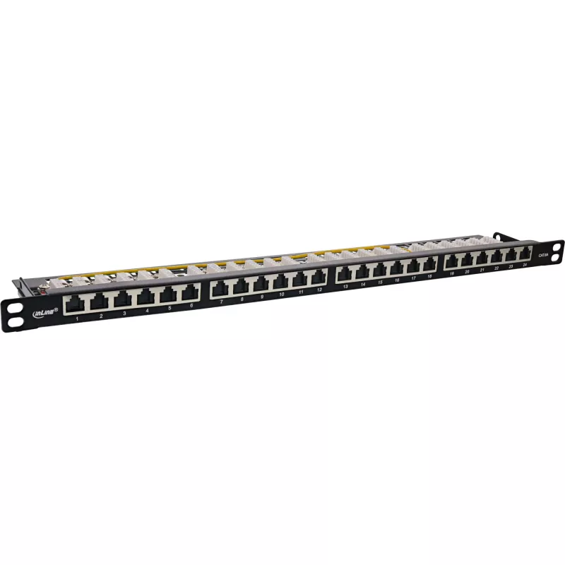 19-calowy panel krosowy InLine Cat.6A 0,5 U 24-portowy, z osłoną przeciwkurzową, czarny