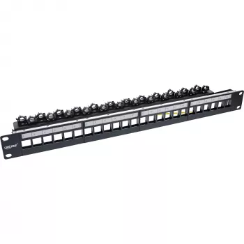 InLine Patch panel 24-way, Keystone empty panel Patch panel, 19 inch, 1U, czarny