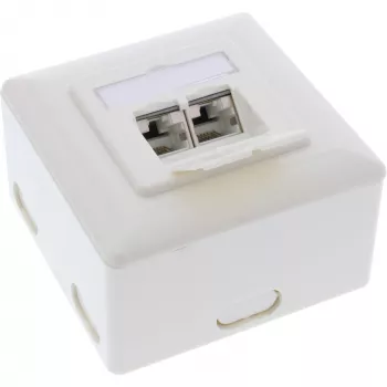InLine Wall Plate Cat.6A natynkowa 2x RJ45 żeński RAL9010 biała