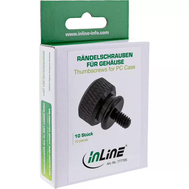 InLine Śruby radełkowane do obudów, aluminium, czarne, 10 szt. opakowanie