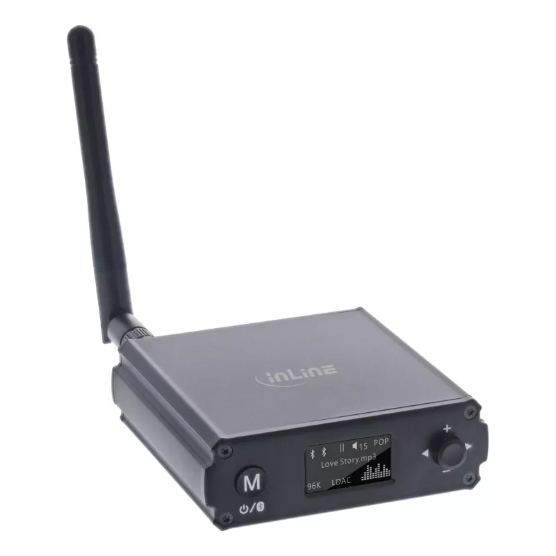 InLine Bluetooth 5.1 HiFi Receiver & USB DAC z LCD, zasięg 30 m