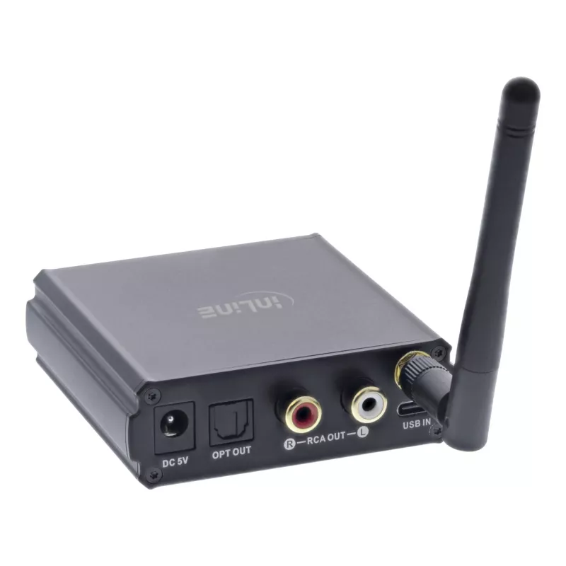 InLine Bluetooth 5.1 HiFi Receiver & USB DAC z LCD, zasięg 30 m