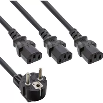 InLine B-16657G kabel zasilający Czarny 1 m Wtyczka zasilająca typu F 3 x łącznik C13