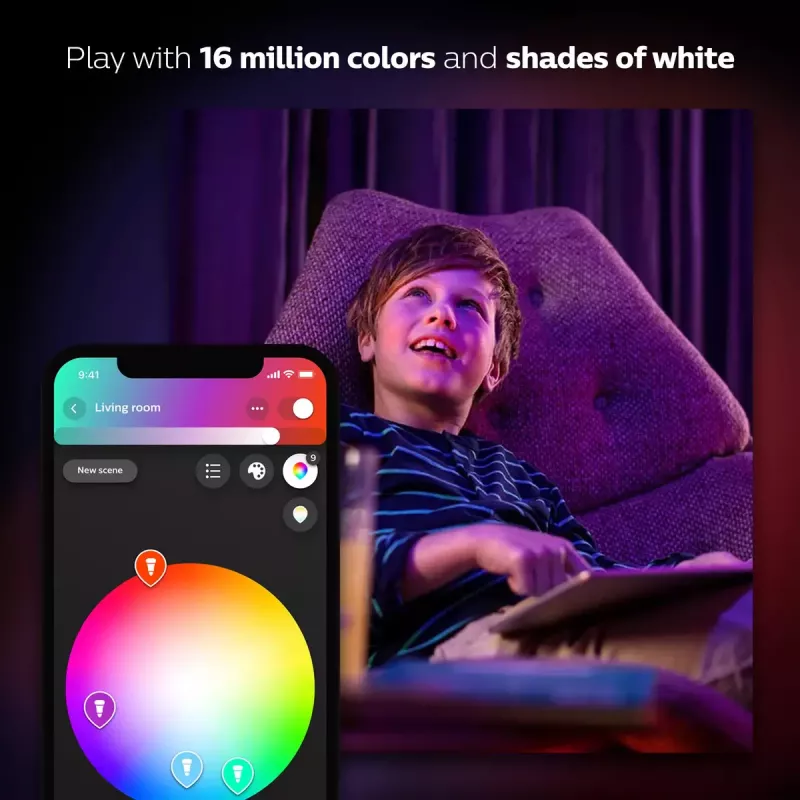 Zestaw startowy inteligentnego oświetlenia LED Philips Hue biały and Colour Ambience — 2× żarówki E27 11W, Bluetooth/Zigbee