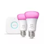 Zestaw startowy inteligentnego oświetlenia LED Philips Hue biały and Colour Ambience — 2× żarówki E27 11W, Bluetooth/Zigbee