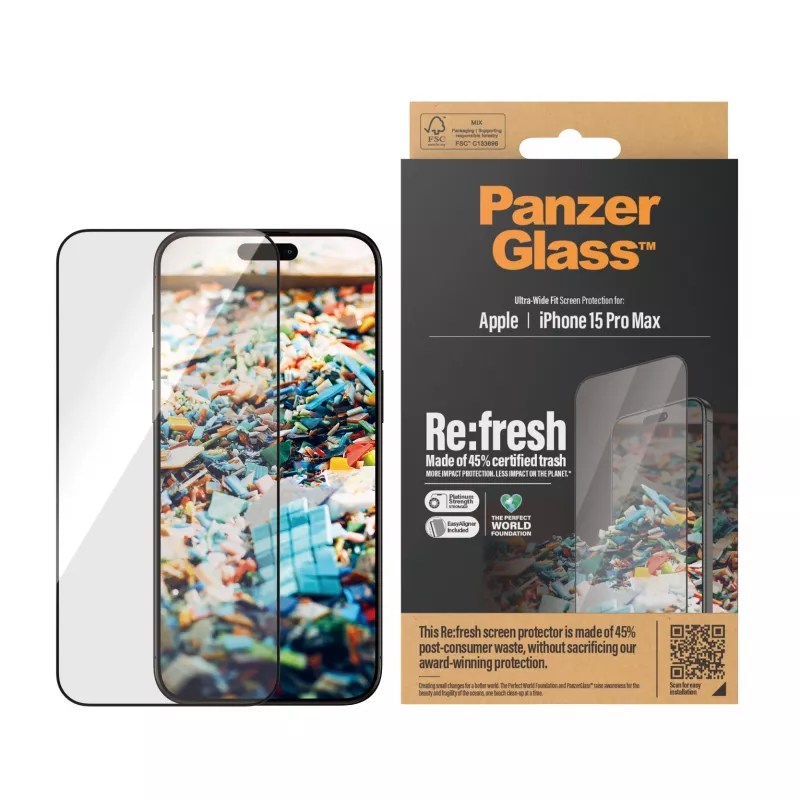 PanzerGlass ® Re:fresh Ochrona ekranu iPhone 15 Pro Max | Ultra-Wide Fit z EasyAligner