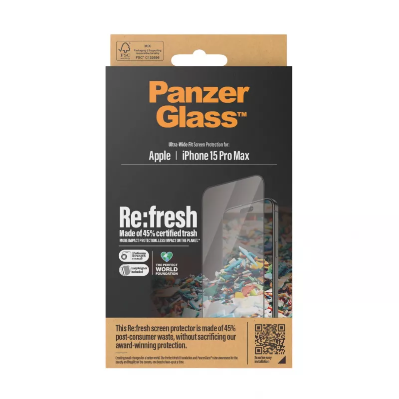 PanzerGlass ® Re:fresh Ochrona ekranu iPhone 15 Pro Max | Ultra-Wide Fit z EasyAligner