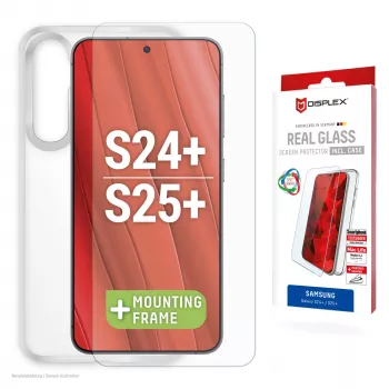 Displex Szkło Hartowane + Etui dla Samsung Galaxy S24+/S25+, Eko Ramka Montażowa, odporne na zarysowania