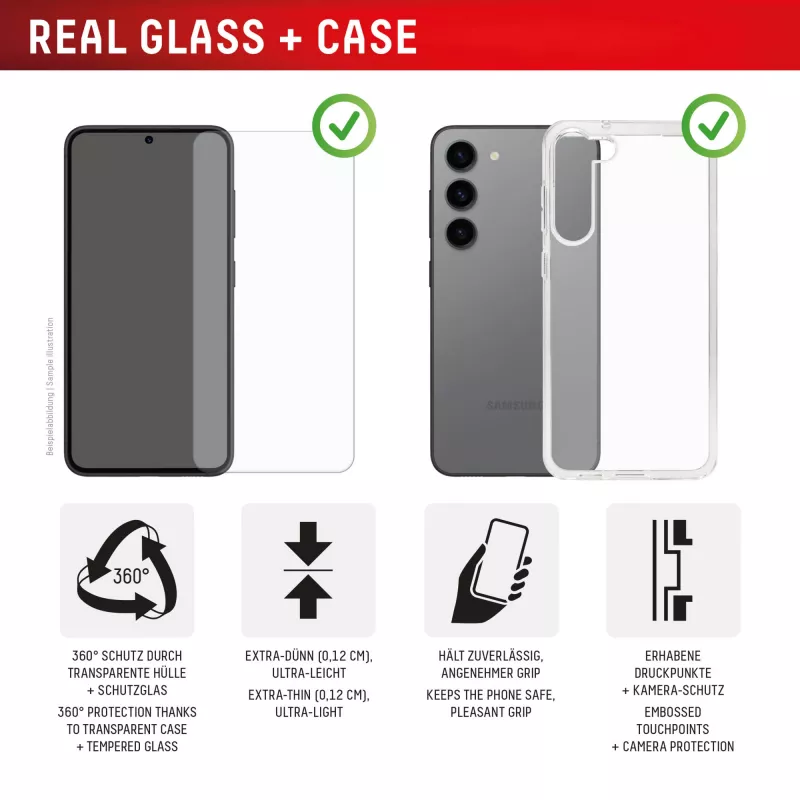 Displex Szkło Hartowane + Etui dla Samsung Galaxy S24+/S25+, Eko Ramka Montażowa, odporne na zarysowania