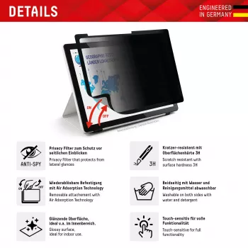 Displex TABLET PRIVACY SAFE zdejmowalny dwukierunkowy filtr prywatyzujący do iPada 10,2 inch (7./8./9. gen.)