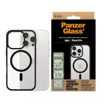 PanzerGlass® HardCase Transparent z czarną ramką MagSafe iPhone 16 Pro
