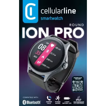 Cellularline ION PRO Round Bluetooth® smartwatch z aplikacją, 3,51 cm (1,38 cala), TFT, ekran dotykowy, 0,00064 GB, 98 g