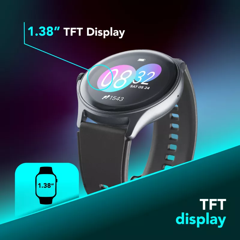 Cellularline ION PRO Round Bluetooth® smartwatch z aplikacją, 3,51 cm (1,38 cala), TFT, ekran dotykowy, 0,00064 GB, 98 g