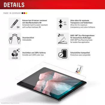 Displex Tablet Glass (9H) dla Samsung Galaxy Tab S10 FE+, Eco Mounting Frame, niezniszczalne