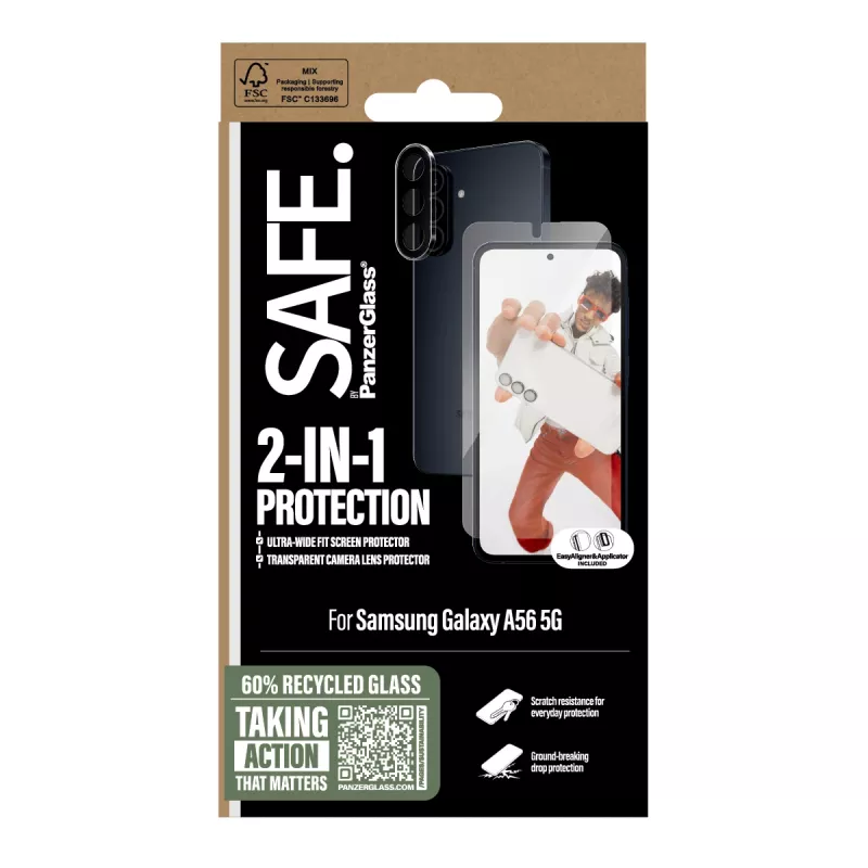 PanzerGlass SAFE. by ® 2-w-1 Zestaw Samsung Galaxy A56 5G Odporny na zarysowania i wstrząsy