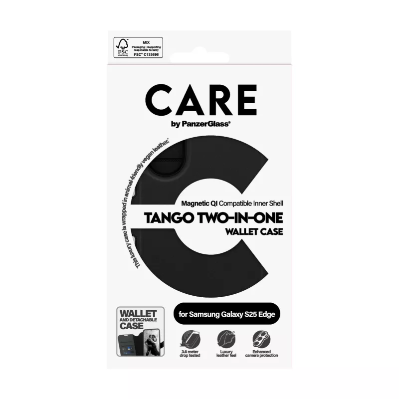 PanzerGlass CARE™ by ® Tango 2-w-1 etui-portfel kompatybilne z Qi Samsung S25 Edge