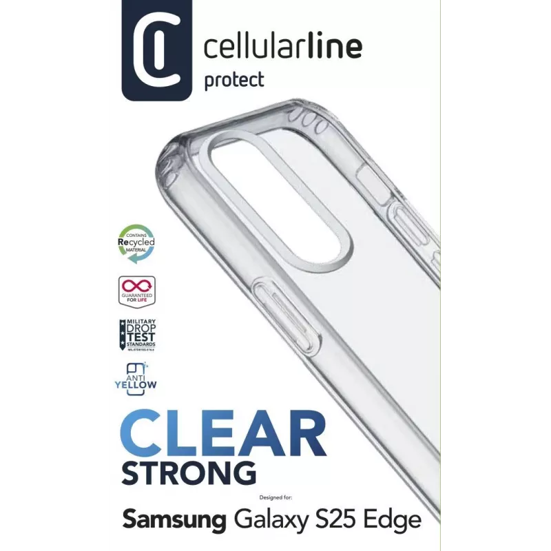 Cellularline Clear Strong - Galaxy S25 Edge twarde etui z gumowymi krawędziami
