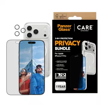 Etui prywatności PanzerGlass dla iPhone 17 Pro 3-w-1 — seria CARE, ochrona prywatności, zintegrowana osłona aparatu