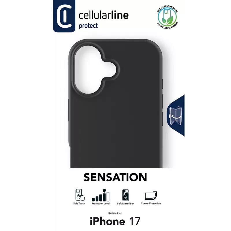 Cellularline Sensation - iPhone 17 Ultra-miękkie silikonowe etui z wykończeniem soft-touch, idealne do ochrony każdego szczegółu iPhone'a 17 z elegancją i wygodą.