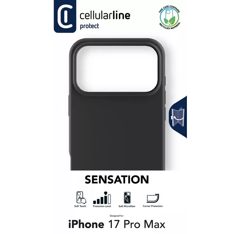 Cellularline Sensation - iPhone 17 Pro Max Ultra-miękki futerał silikonowy z wykończeniem soft-touch, który doskonale chroni każdy detal Twojego iPhone 17 Pro Max z elegancją i wygodą.