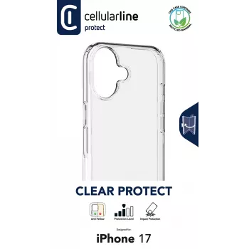 Cellularline Clear Protect - etui twarde do iPhone 17 z gumowymi krawędziami