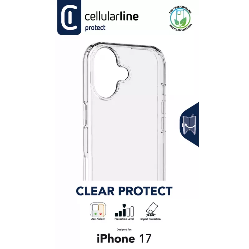 Cellularline Clear Protect - etui twarde do iPhone 17 z gumowymi krawędziami