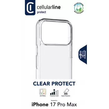 Cellularline Clear Protect - iPhone 17 Pro Max twarde etui z gumowymi krawędziami