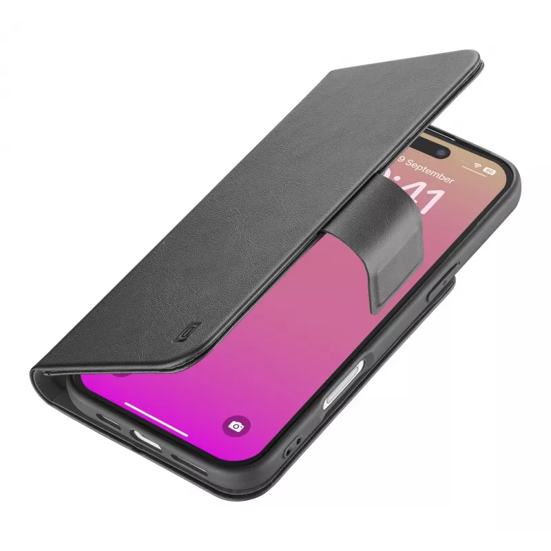 Cellularline Book Agenda - etui książkowe iPhone 17 ze skóry ekologicznej z zamknięciem magnetycznym