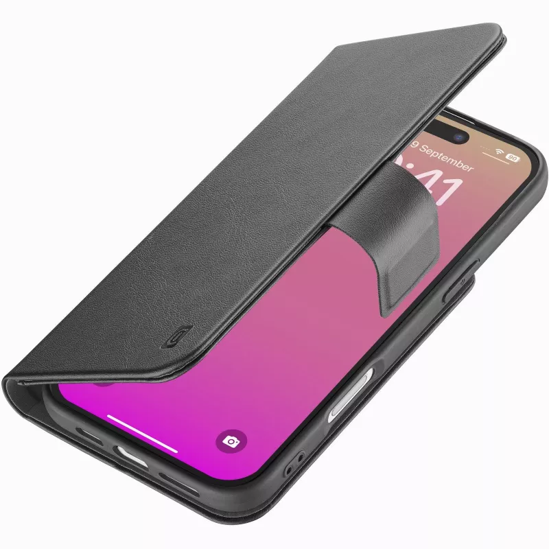 Cellularline Book Agenda - etui książkowe iPhone 17 ze skóry ekologicznej z zamknięciem magnetycznym