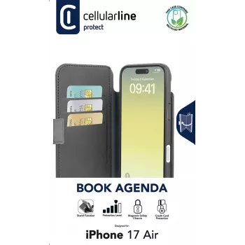 Cellularline Book Agenda - iPhone Air Etui książkowe ze skórą ekologiczną z zamknięciem magnetycznym