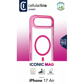 Cellularline Iconic Mag - przezroczyste etui iPhone Air z kolorowymi krawędziami, kompatybilne z ekosystemem MagSafe