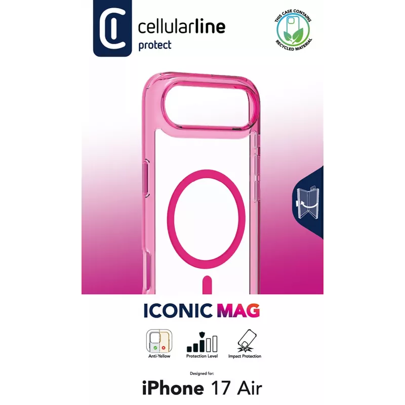 Cellularline Iconic Mag - przezroczyste etui iPhone Air z kolorowymi krawędziami, kompatybilne z ekosystemem MagSafe