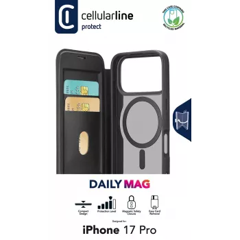 Cellularline Daily Mag - iPhone 17 Pro Book cover with semi-transparent hard back Kompatybilny with Magsafe® ecosystem