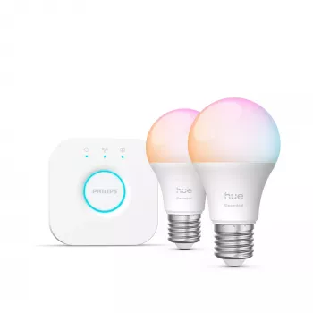 Philips Hue biały and colour ambience Essential starter kit: 2 E27 smart bulbs (806 lm)