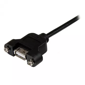 StarTech.com 1 ft Panel Mount USB kabel A to A - F/M, 0,3 m, USB A, USB A, USB 2.0, Męski/Żeński, Czarny